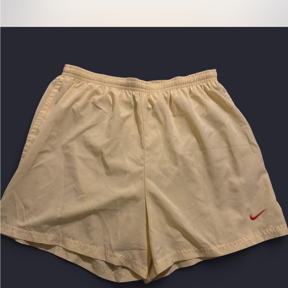 Nike Cream Shorts with Red Logo